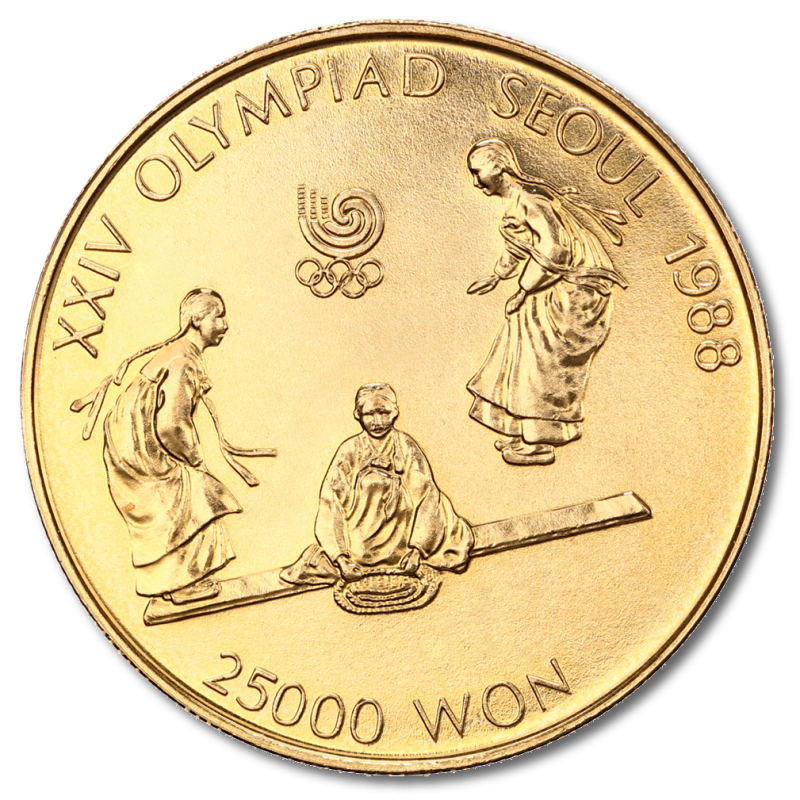 Olympics Seoul 1/2oz Gold Coin 1988 | Men on Seesaw | CelticGold.eu